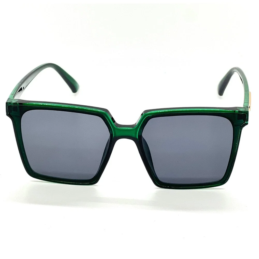 Square Green Sunglasses | Gold‎ Accent | Trendy Fashion Shades Ovrsized Trendy